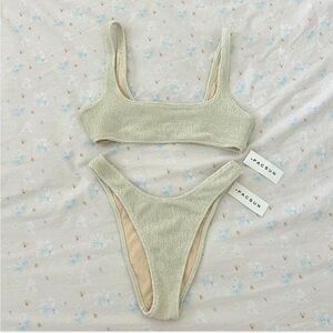 PacSun Textured Bikini Set in white/cream